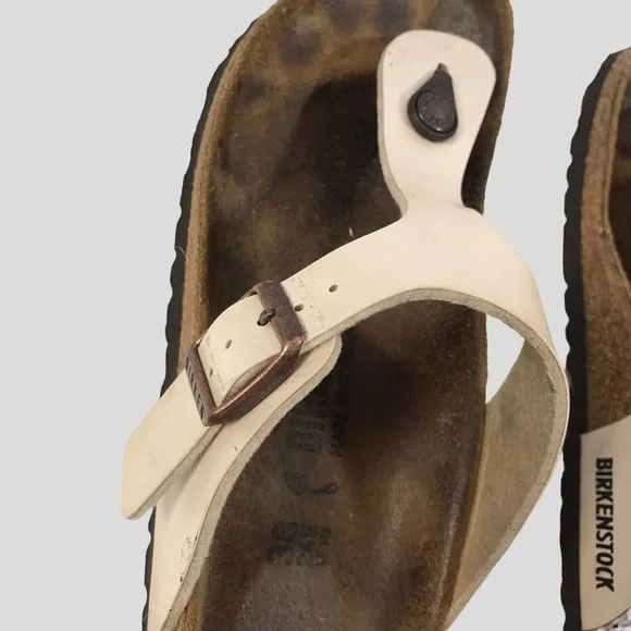 Birkenstock Sandals: Gizeh Birko-Flor Pearl White 38 L7 - Picture 9 of 10